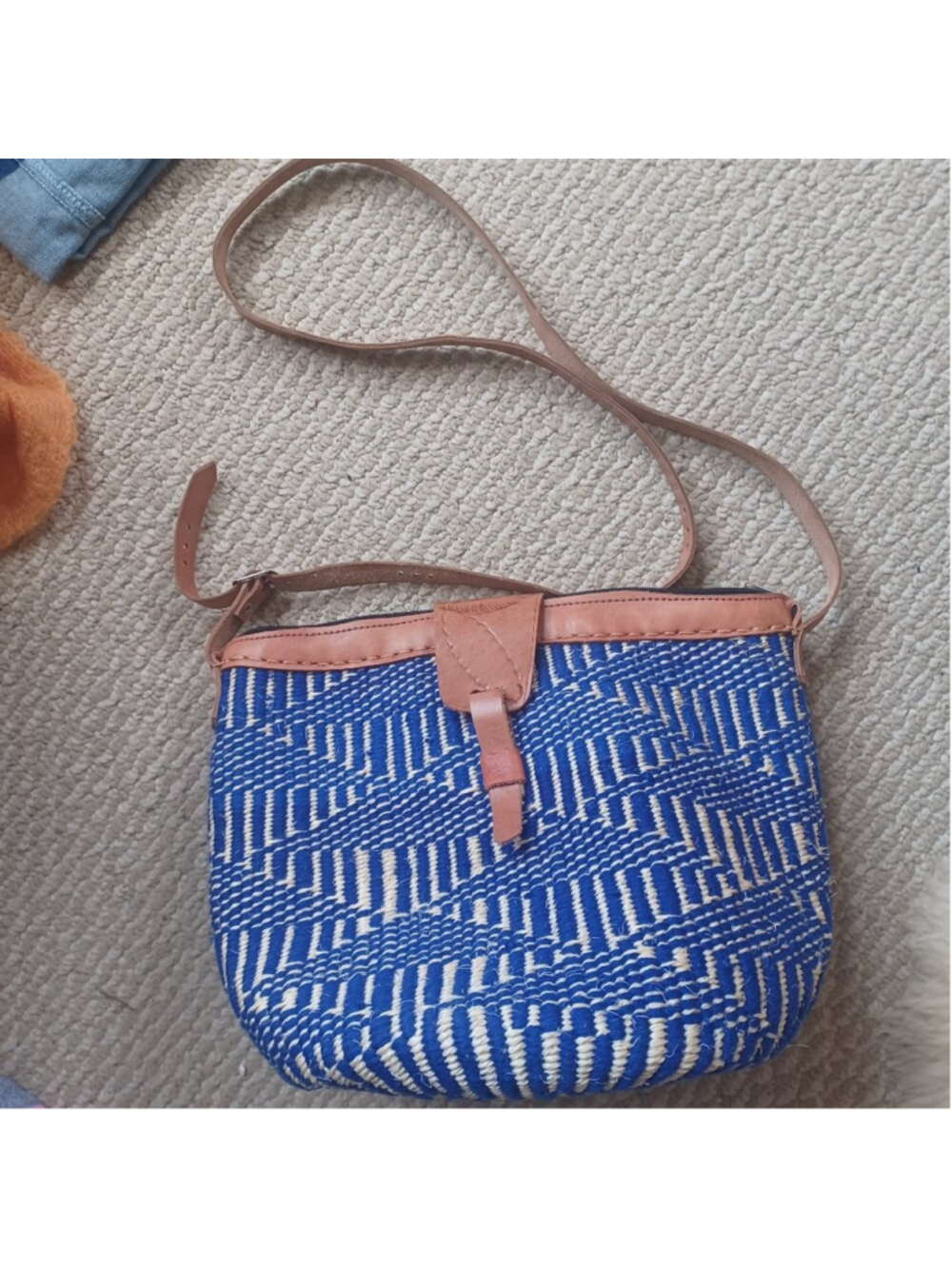 Vintage 1970s Hemp Twine Tooled Leather Large Hippie Beach Bag Purse Tote 70s